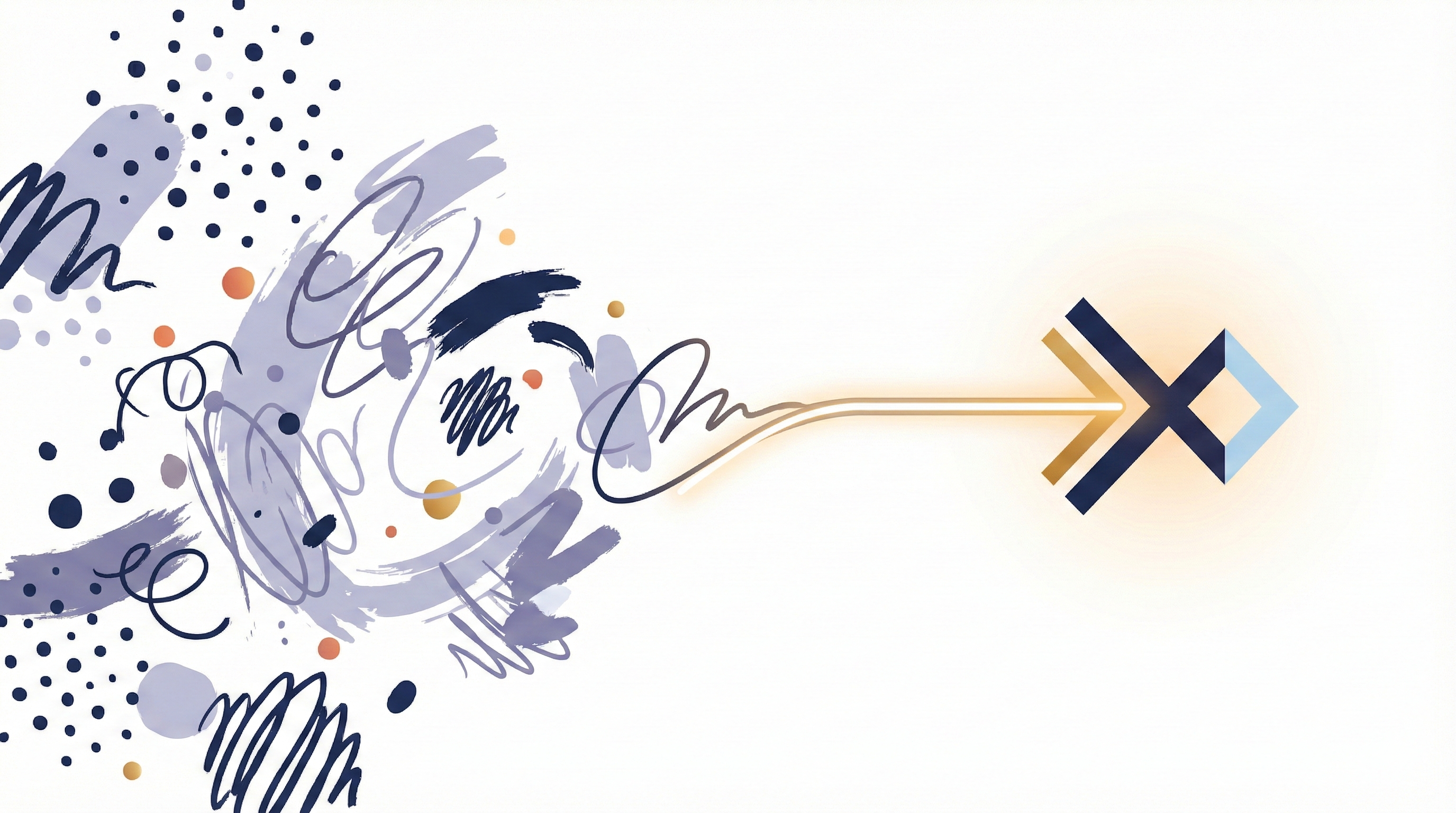 Abstract illustration of ideas turning into a clear path